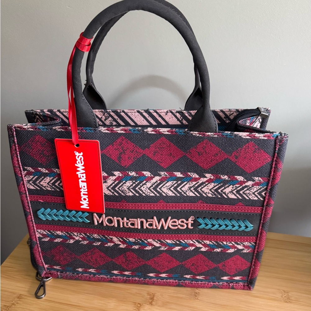 NEW MONTANA WEST BOHO ETHNIC PRINT CONCEALED CARRY CROSSBODY-burgundy
